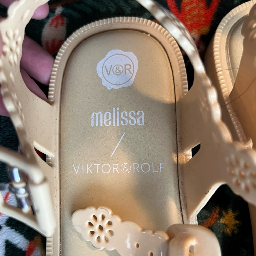 Womens Melissa x Viktor Rolf Possession lace cream jelly sandals size 7 - Picture 4 of 7